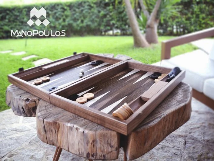 Walnut Natural Tree Trunk Backgammon