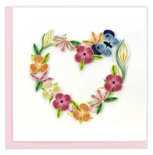 Quilled Floral Heart Wreath Card