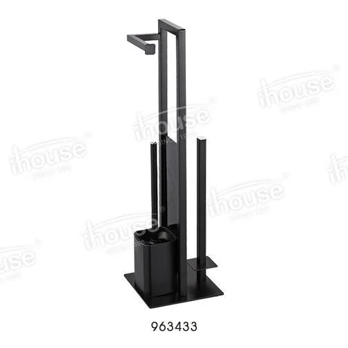 Iron Glass Toilet Brush Rack and Paper Holder