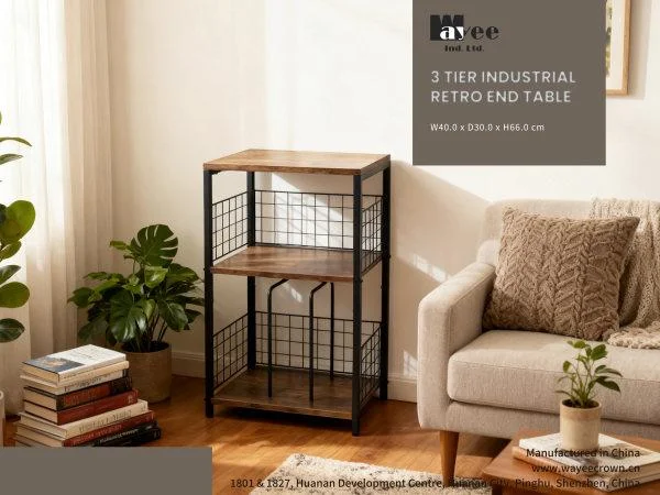 3 TIER Industrial Retro END TABLE
