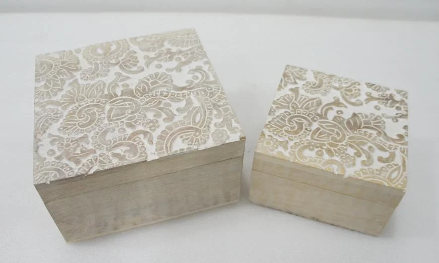 White Natural Wooden Handcrafted Boxes Set