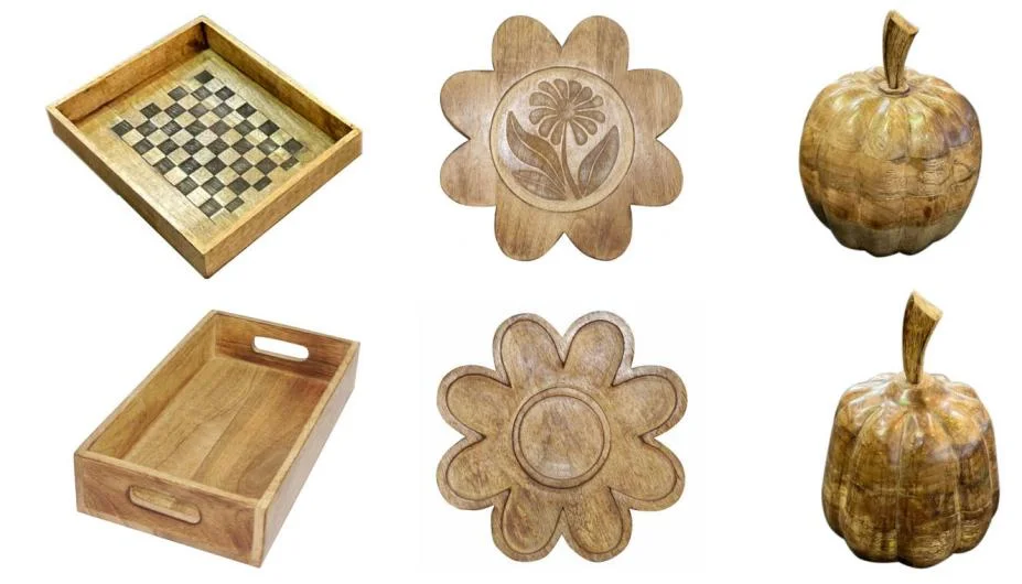 Mango Wood Trays and Pumpkin Decor