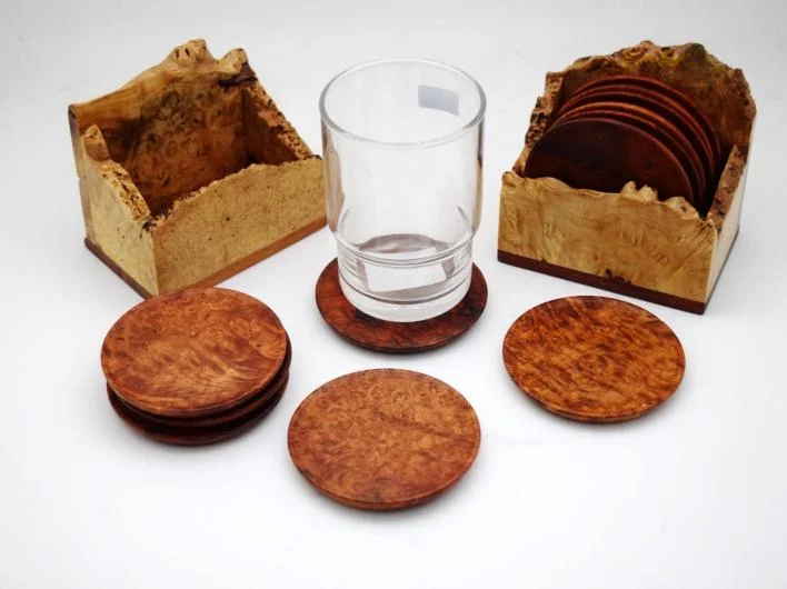 Burlwood Wooden Coaster Set