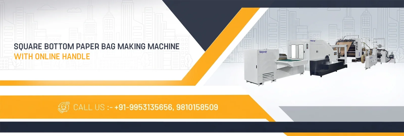 Square Bottom Paper Bag Making Machine With Online Handle