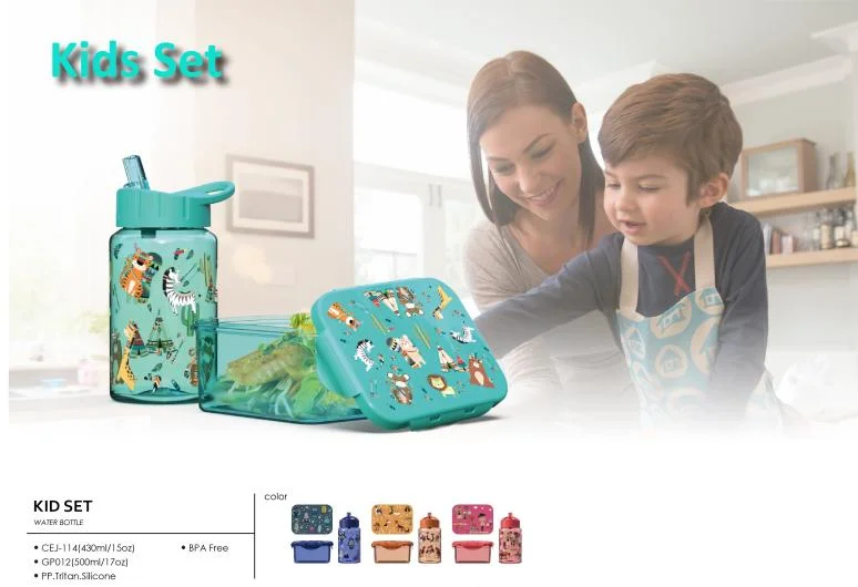 Set per bambini con bottiglia d’acqua e contenitore per alimenti