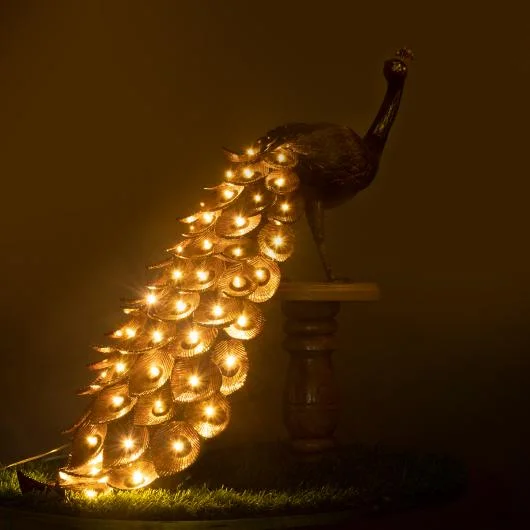 Coconut Shell Peacock Table Lamp