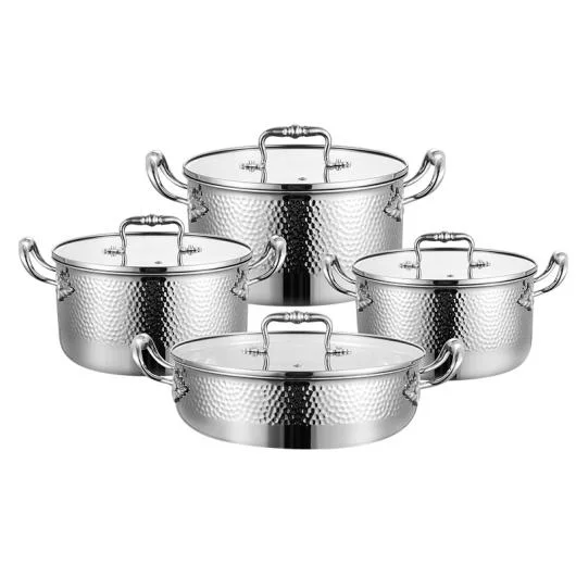 8PC Hammered Tri-Ply Steel Cookware Set