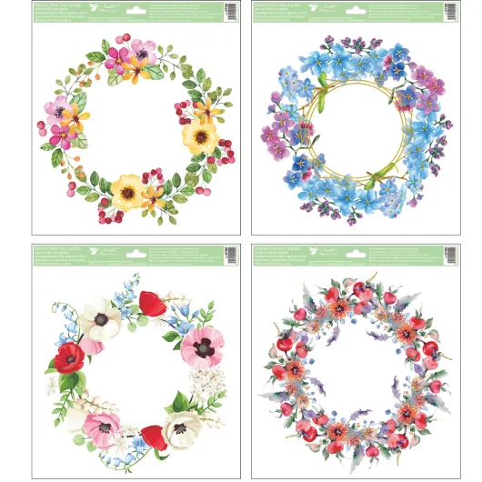 Floral Glitter Wreath Window Cling