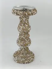 12 İnç Şampanya Boncuklu Mumluk