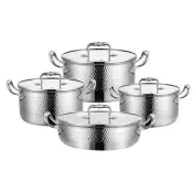 8PC Hammered Tri-Ply Steel Cookware Set