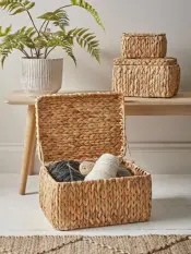 Three Water Hyacinth Storage Baskets