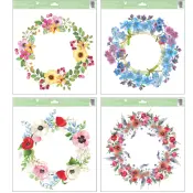 Floral Glitter Wreath Window Cling