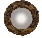 Wooden Framed Round Mirror