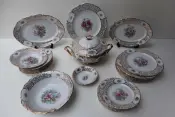 24k Gold Mixed Flowers Porcelain Dinner Set
