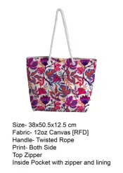 Designer Beach Bag with Twisted Rope Handles