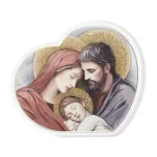 Holy Family Wood and Silver Icon