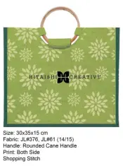 Coloured Jute Bag with Cane Handles