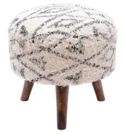 Cotton Shag Upholstered Stool