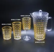 Gold Diamond Pattern Acrylic Drinkware Set