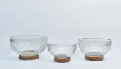 Glass Bowl with Wood Base