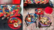 Adjustable Lacquer Round Tray and Tea Table