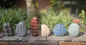 Plaid Pebble Bud Vases