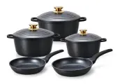 Black and Gold Non-Stick Cast Aluminum Cookware Set
