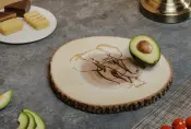 Laser Pattern Acacia Cutting Board with Bark