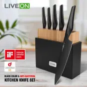 LIVEON 5-Piece Wooden Block iF Knife Set