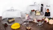 Linear Glass Patisserie Plate and Trifle Bowl