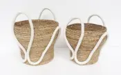 Round Banana Basket with Wavy Handle