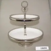 Tiered Ceramic Fruit Stand with Metal Stand