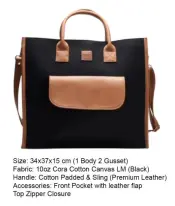 Black Backpack with Premium Leather Accessories