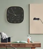 Aluminium Wall Clock with Thermometer Hygrometer 2