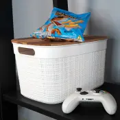 Europa Jute Basket with Wooden Lid 10.8L