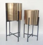 Brass Finish Indoor Plant Holder with Stand