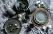 Wax-Resist Reactive Glaze Stoneware Dinnerware Sets