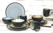 Stoviglie in ceramica con smalto reattivo e base in argilla