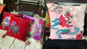 Dragon Year Embroidered Velvet Cushion