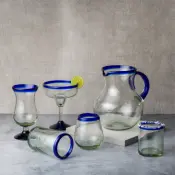 Cobalt Rim Handmade Mexican Glassware