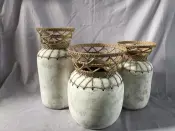Terracotta Vase with Rattan