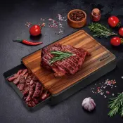 Teak Wood Cutting Board with Support