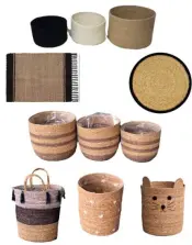 Natural Basketry Rugs Mat and Plant Pot