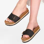 Black Raised Women Slippers
