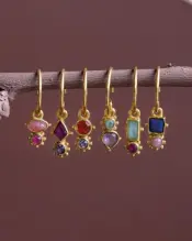 Guarani Rhodonite Oval Gold Plated Earrings