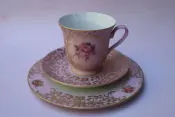 Pink Rose Tea Cup Saucer and Dessert Plate
