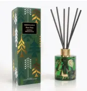 120ML Xmas Diffuser - Gold or Silver Pattern Onto Lacquered Glass Bottle, Closed Giftbox with 8