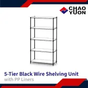 5-Tier Black Wire Shelving Unit with PP Liners