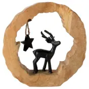 Rustic Wooden Deer Ornament with Star