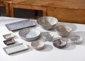 Wax Resist Porcelain Plate and Bowl